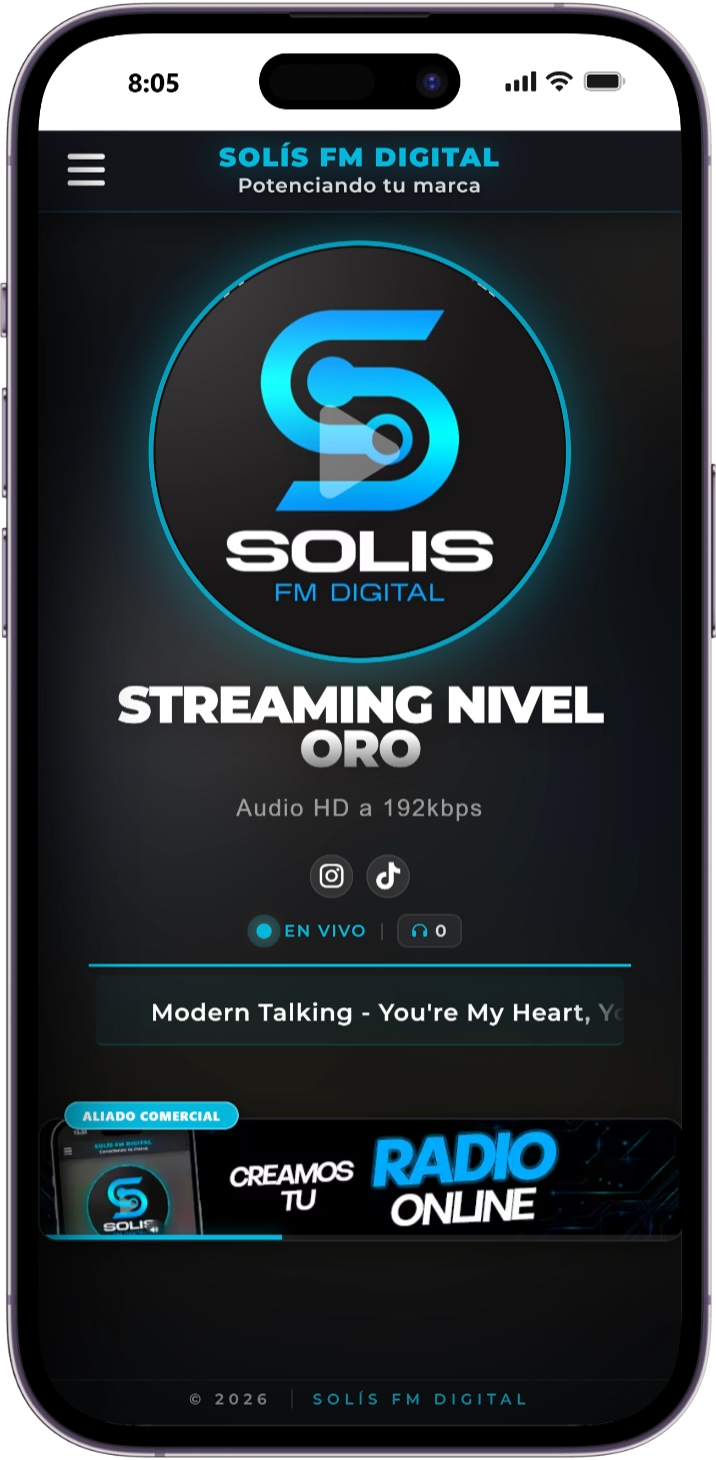 Reproductor de radio online personalizado con SOLÍS FM DIGITAL